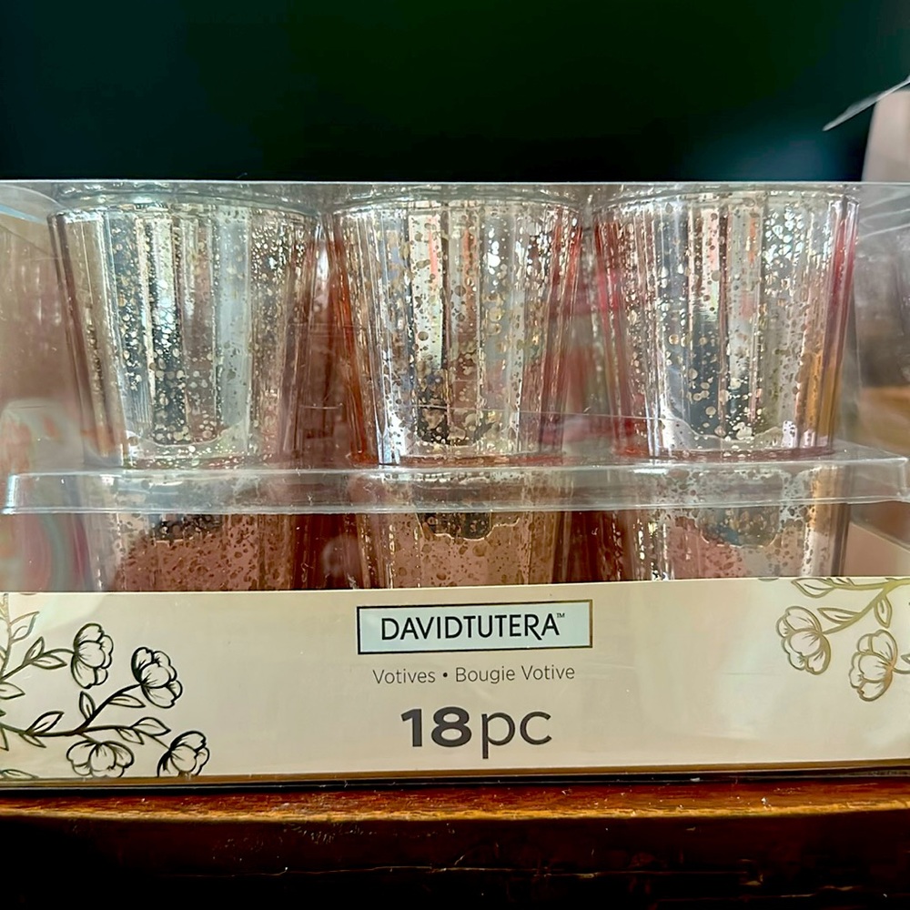 David Tutera Bougie Votive 18 pc in Rose Mercury Gold